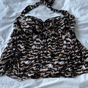 Women’s Brown & Black Animal Print Halter Top swimsuit top